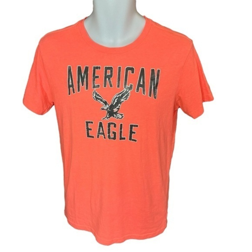 American Eagle Outfitters Neon Coral Graphic Tee Short Sleeve Mens Size Small
